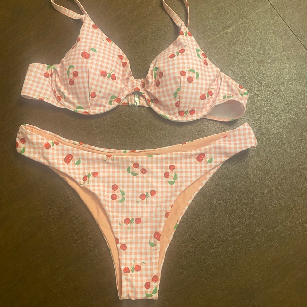 Pink Gingham Cherry Bikini Set - image 1